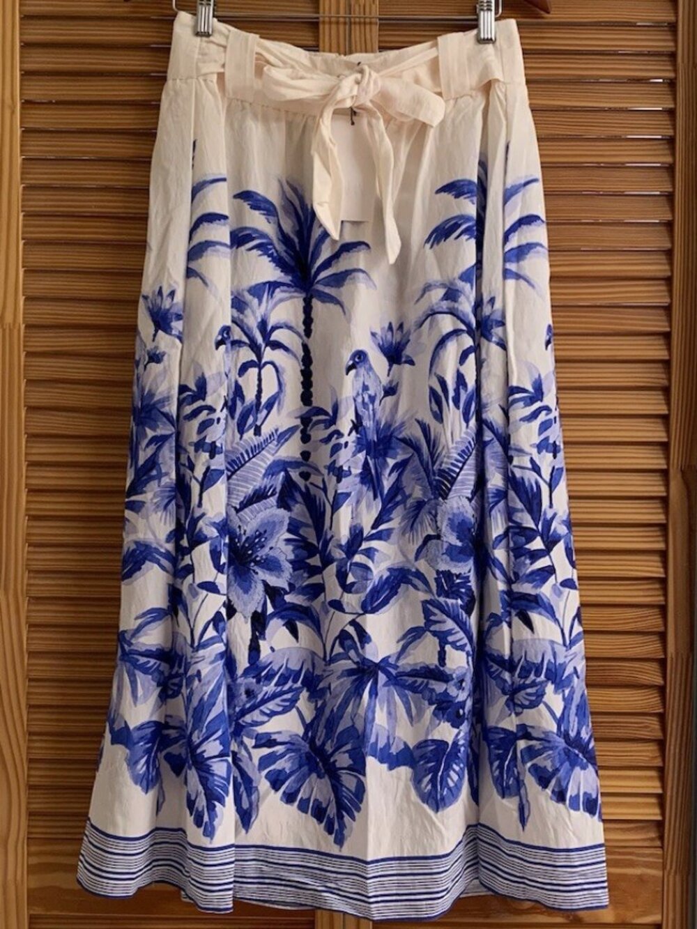ZARA WOMEN TROPICAL PRINT MIDI SKIRT ECRU/2298/091 Size: S